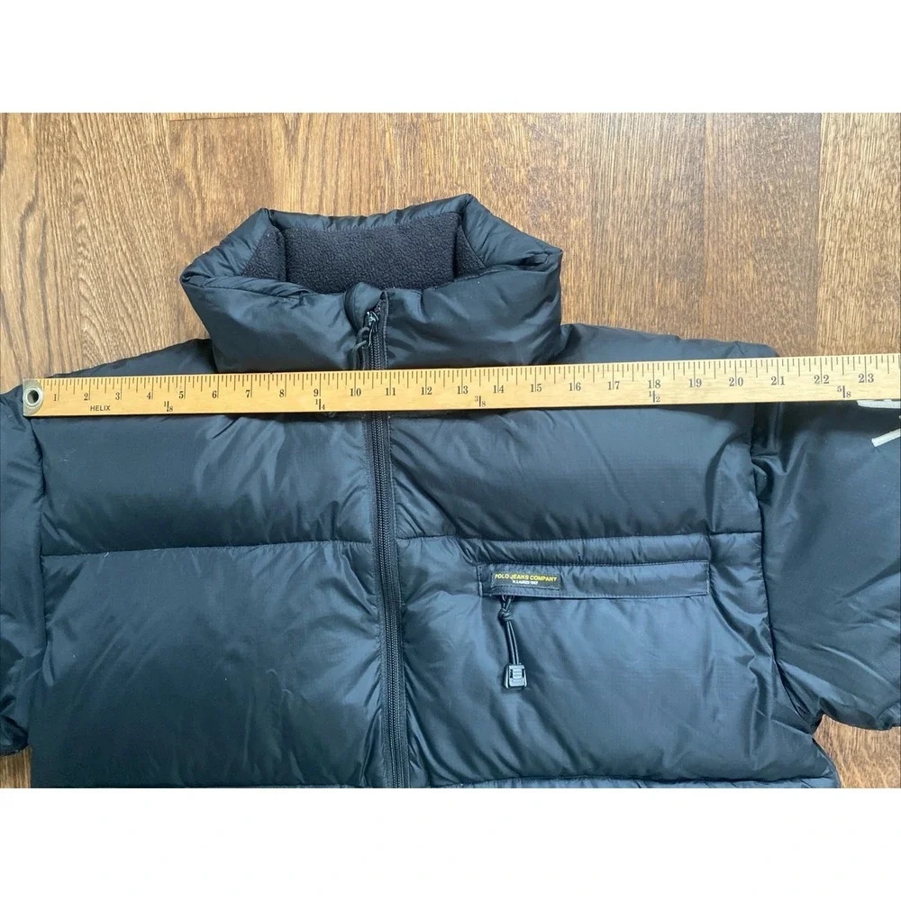 Vintage 90s Polo Ralph Lauren Down Puffer Jacket Large Black Spell Out Y2K